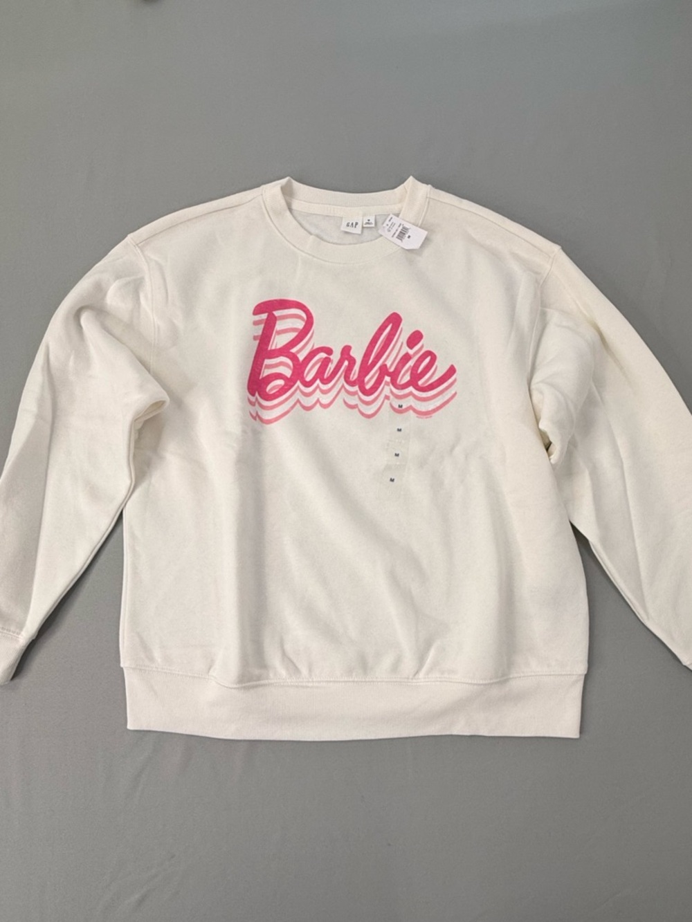 GAP Mattle Barbie Sweatshirt White Fleece Lined Size Medium NWT
